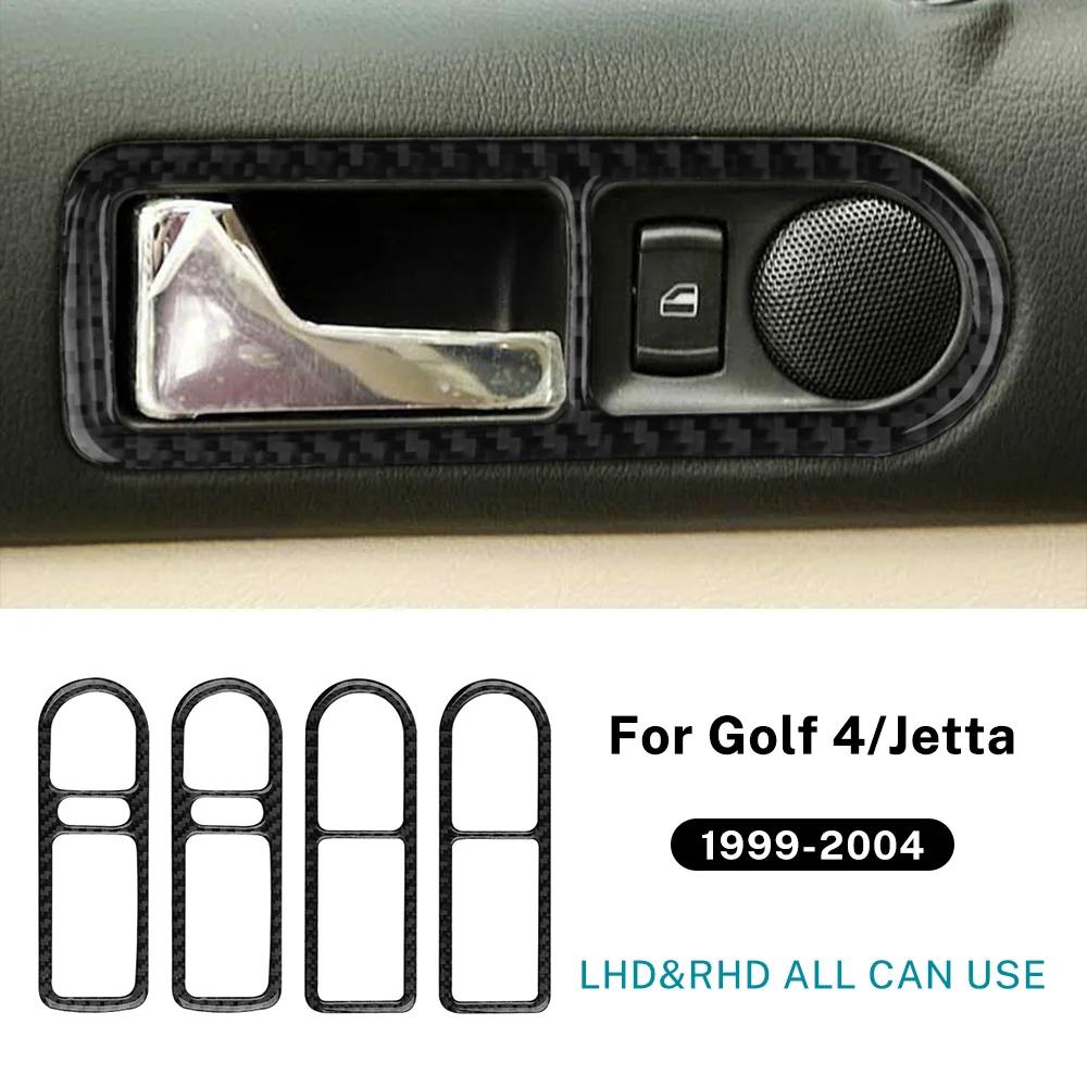 Real Soft Carbon Fiber For Volkswagen Golf 4 GTI Jetta MK4 1999 2000 2001 2002 2003 2004 Car Door Handle Interior Trim Sticker.