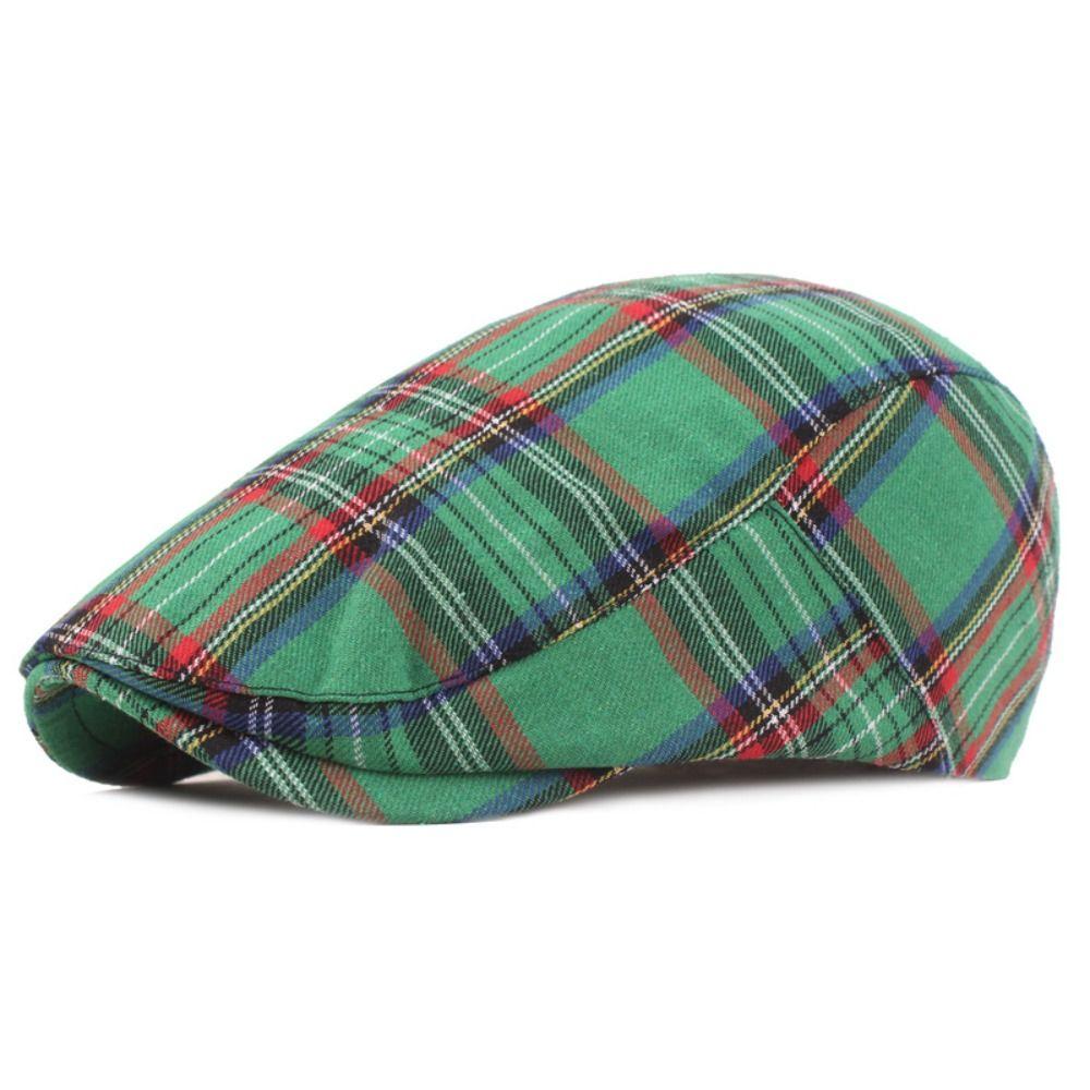 Short Brim Plaid Beret Cap Cotton Women Artist Hat Simple Cloth Painter Cap  Party