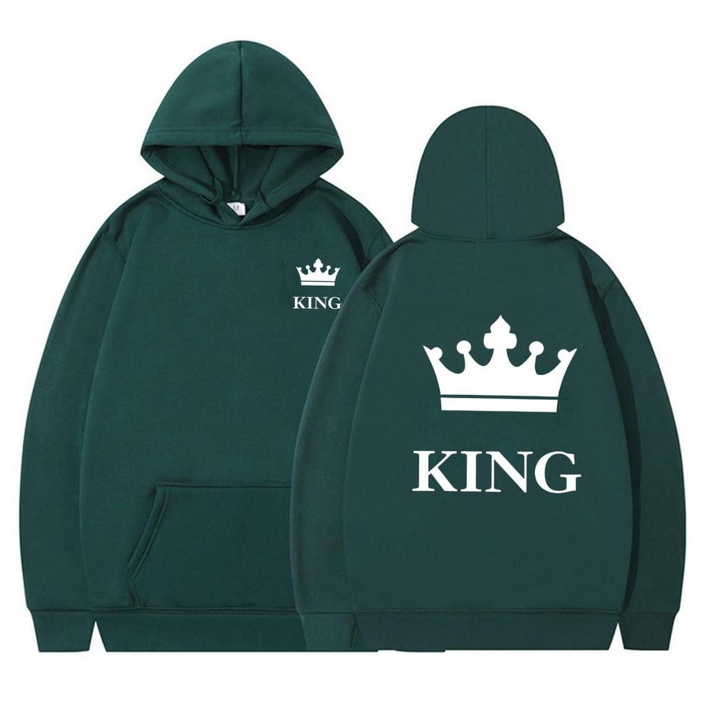 Women's Crown Print Loose Hoodie - Thickened Autumn/Winter Pullover