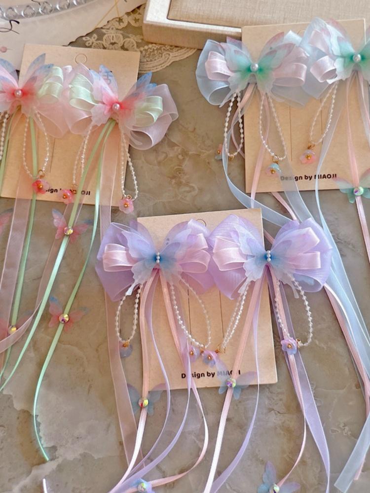 Heavy Industry Immortal Bow Girl's Strap Pair Clip Ancient Hairclip Children's Hair Accessories