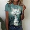 Women's Funny Animal Cat Prints T Shirts Short Sleeve Tees Tops 3D Prints O-Neck Shirt Summer Casual Women's Clothing Apparel