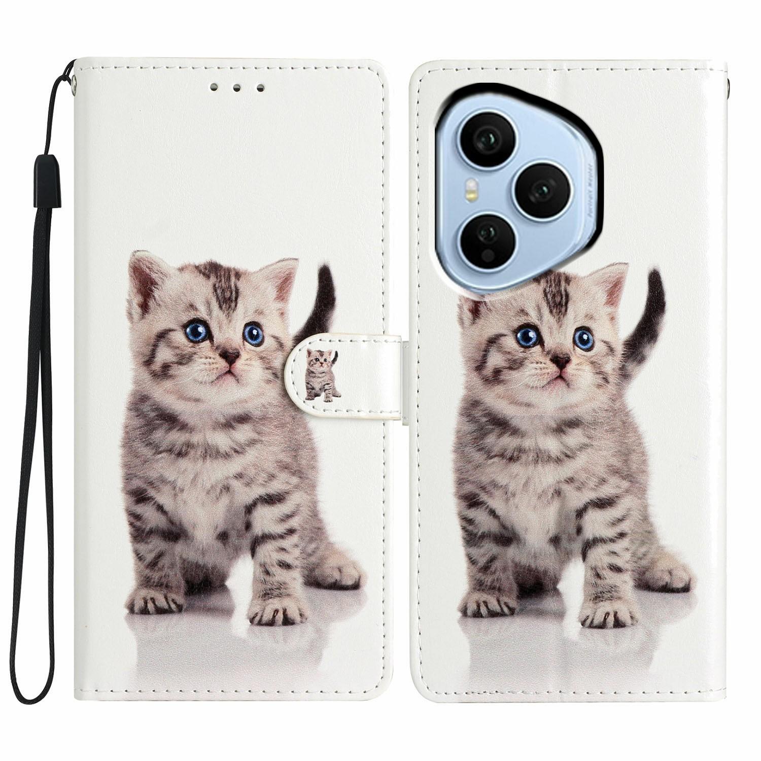 

Для Honor 400 Pro 5G (Глобальний) Чохол-гаманець зі штучної шкіри з друком візерунка, підставкою та ремінцем Cute Cat