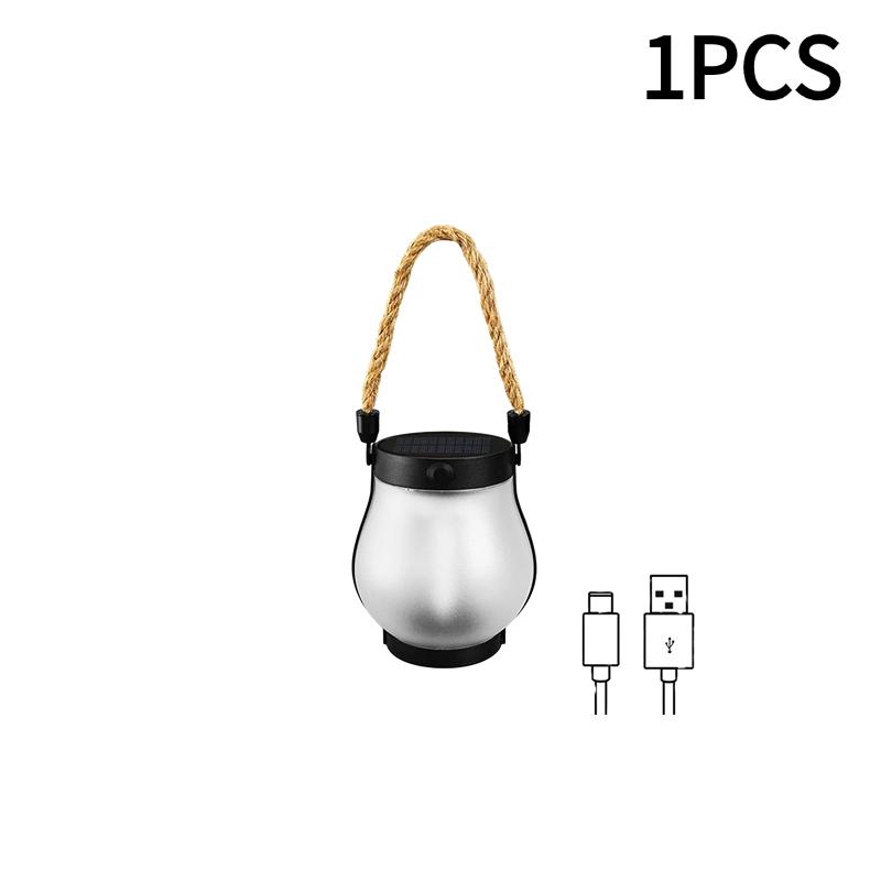 800lumens Solar Powered Garden Lantern Flickering LED Light Yard Decor with Rope Waterproof Rechargeable Camping Lamp 1-4pcs