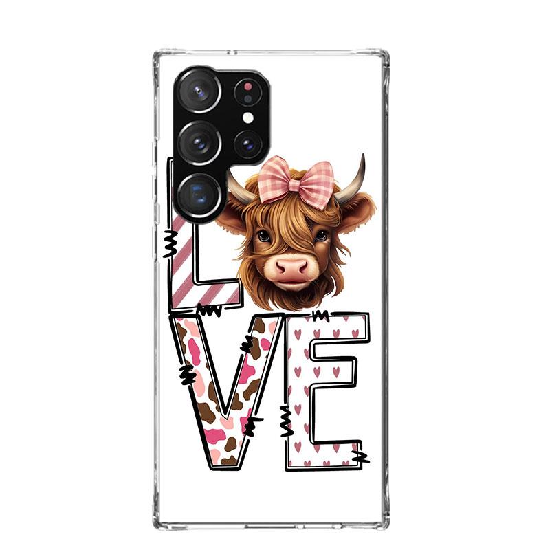 Cute Highland Cow Phone Case For Samsung Galaxy S25 Edge S24 S23 S22 S21 FE S20 Ultra S10 Plus + Art Customized Coque Capa Galax