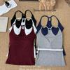 Women's Summer Hot Girl Pure Style I-Back Tank Top with Chest Pad, Solid Color, Versatile Sports Design