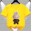 2025 Popular Children's Clothing Short Sleeved LABUBU Adventure Outfit Pattern Round Neck T-shirt Cartoon Style Girl's Top
