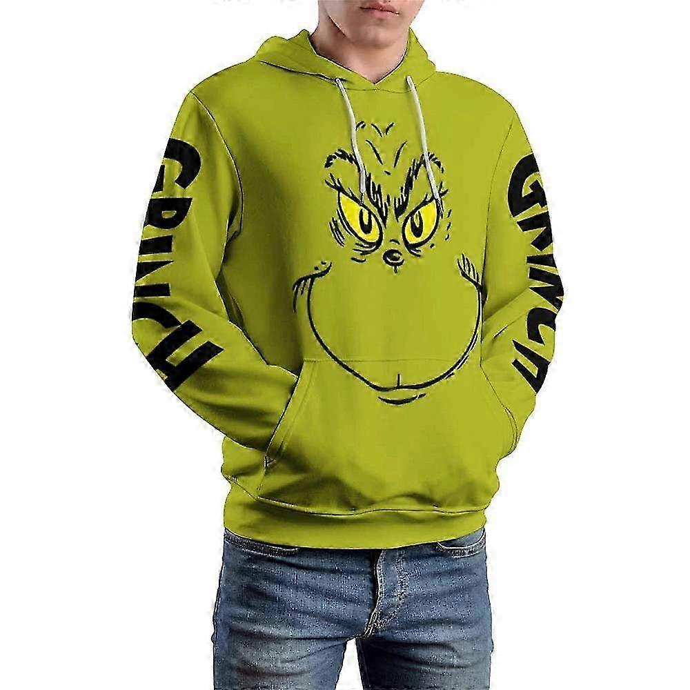 Weihnachten Grinch 3D-Druck Hoodies Herren Damen Kapuzenpullover Grünes Monster Pullover Freizeit Oberteile