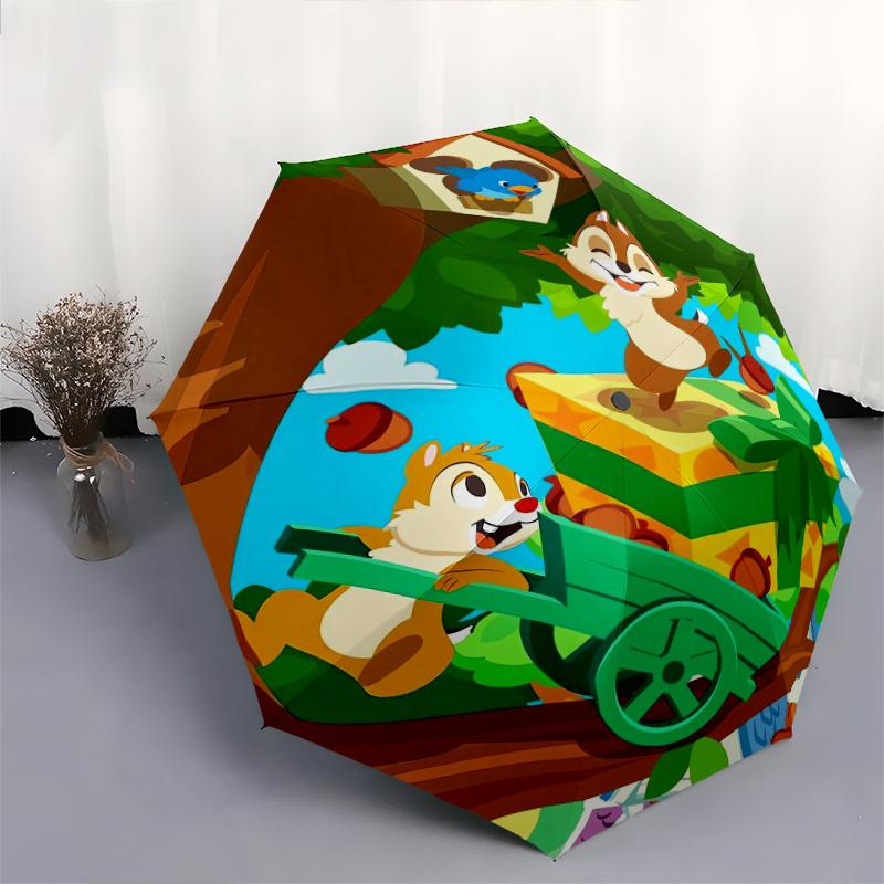 Disney Chip & Dale Adventure Automatic Opening and Closing Umbrella - Suitable for Various Occasions, Outdoor Activities, Lightweight and Du