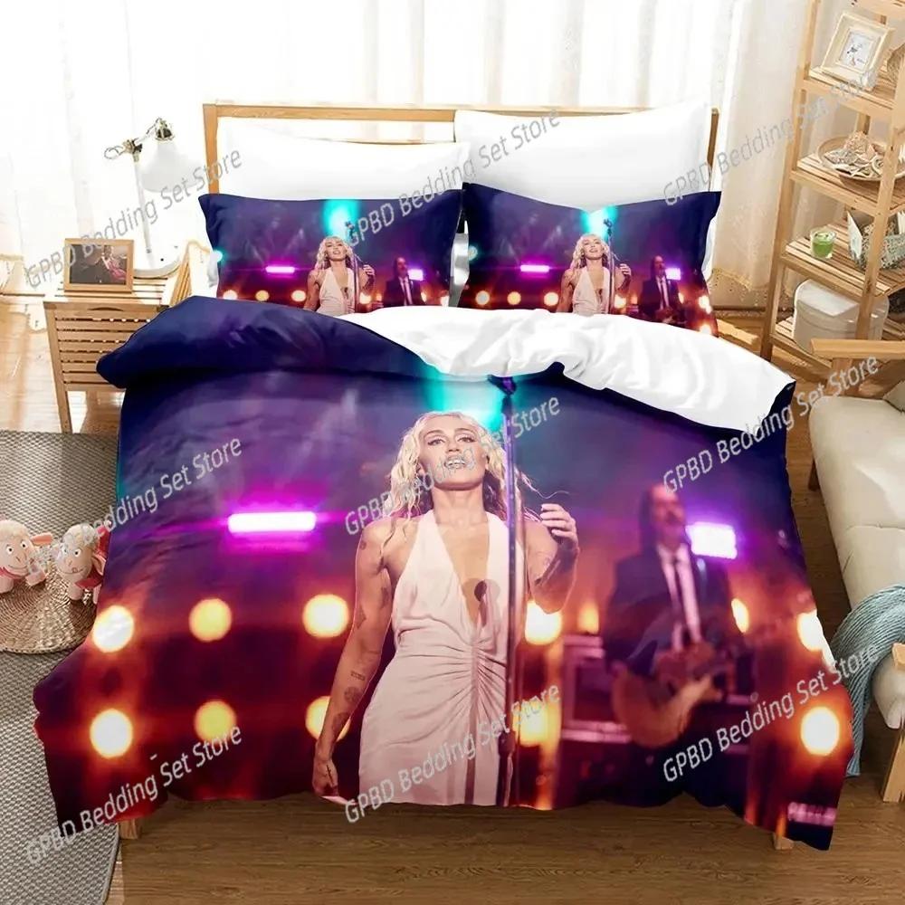 Singer Miley Cyrus Bedding Set For Bedroom Soft Modern Bedspreads Comefortable Kids Duvet Cover Quilt Cover And Pillowcase EU Single(135*200cm)3pcs