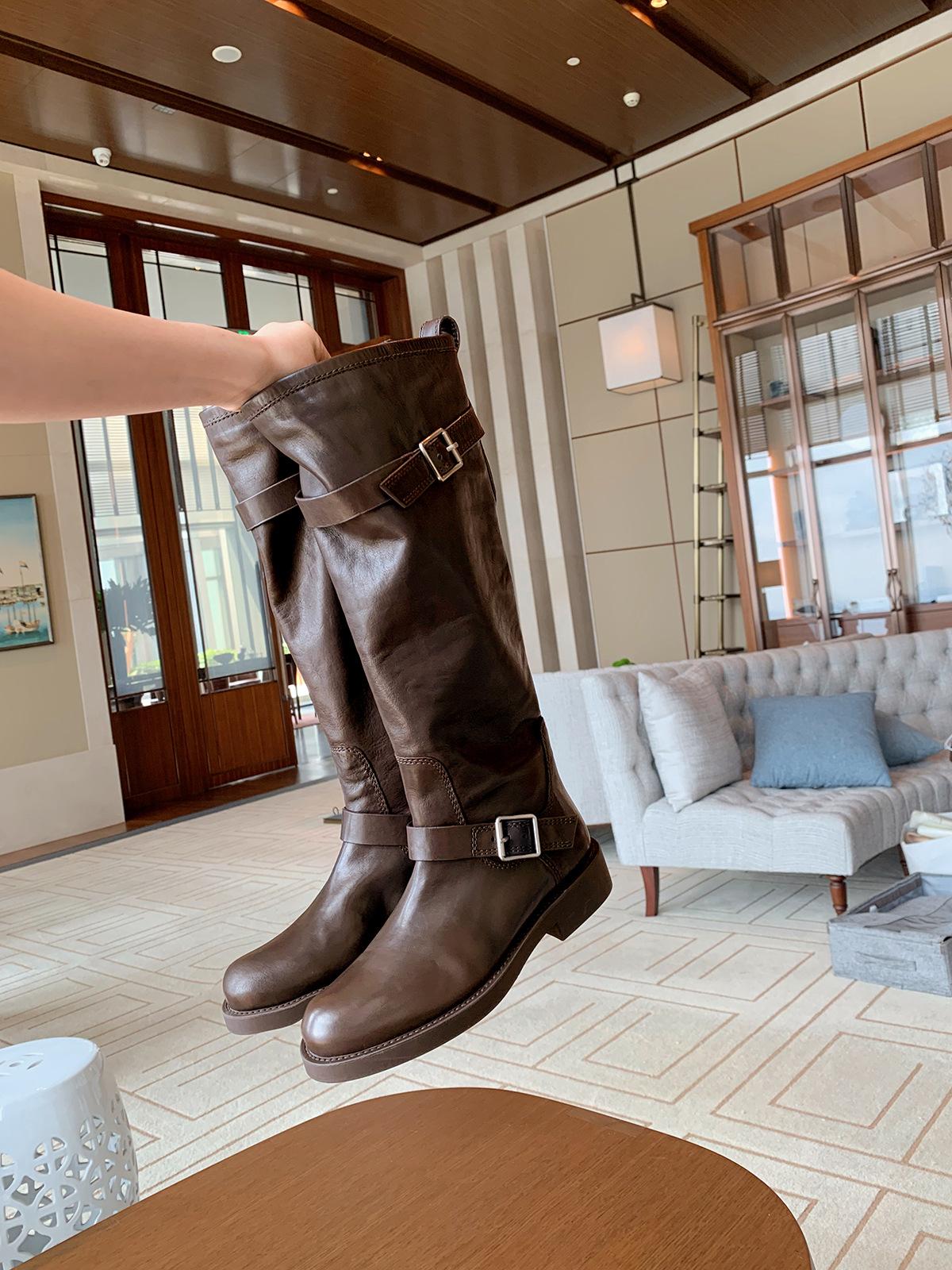 

Версия из коровьей кожи~ ретро остроносые ботильоны на толстом каблуке с пряжкой на ремне, женские осенне-зимние новые тонкие ботинки, кожаные ботинки-рыцари 40