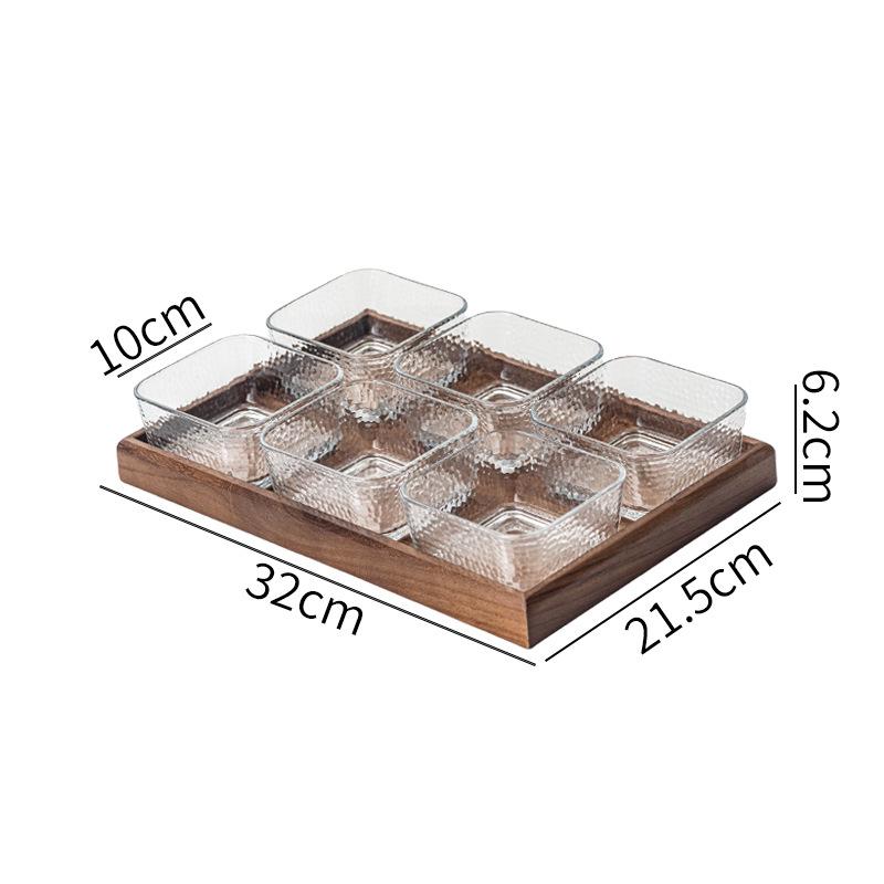 Creative Glass Walnut Fruit Bowl with Compartments for Snacks & Desserts