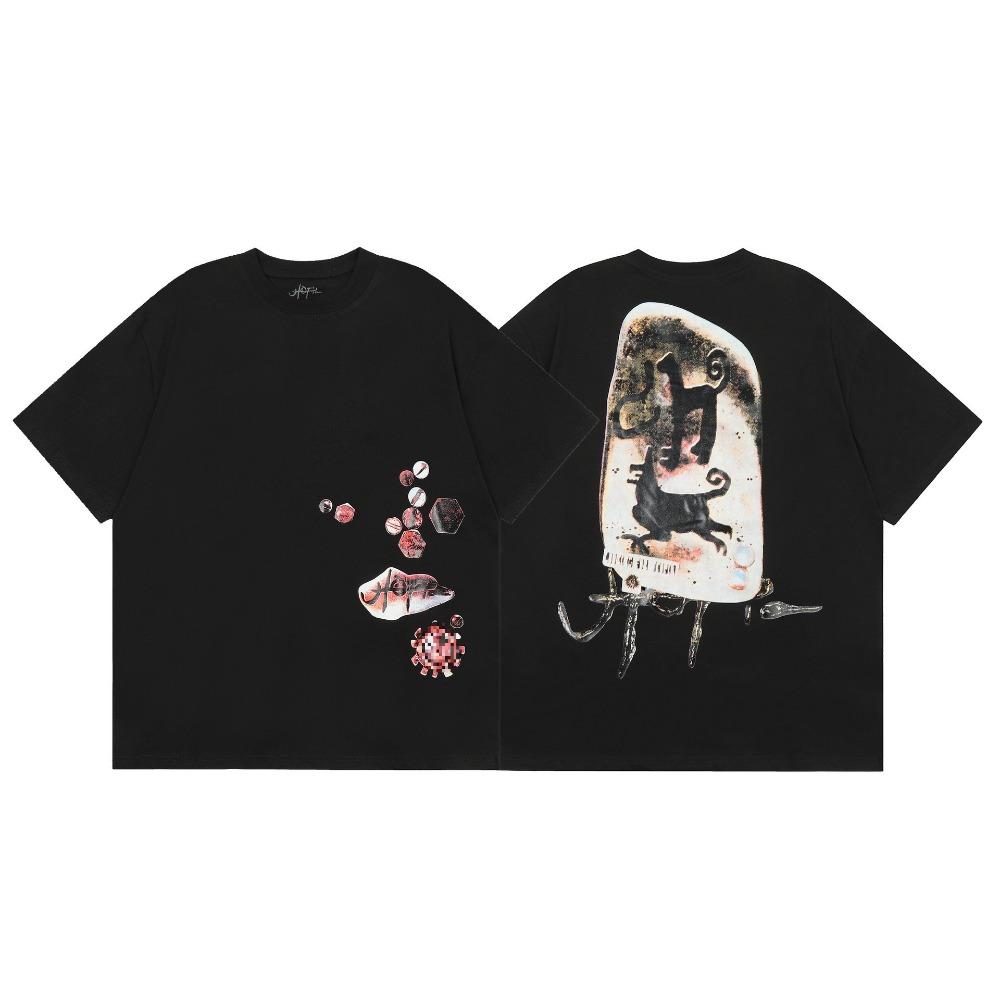 GLYDE Cactus Utopia Joint Album Printed Short Sleeve Summer Casual Round Neck Y2k Men Clothed Oversized T-shirt