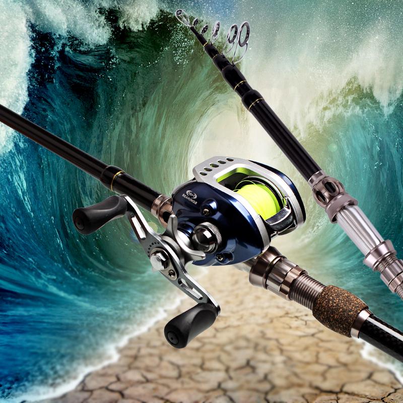 Casting Fishing Rod and Reel Carbon 1.8M-2.7M Telescopic Fishing Rod with 11BB Baitcasting Reel Kits