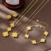 Conjunto de Joias Douradas Florais da Moda: Colar, Brincos, Pulseira - Acessórios Femininos Duráveis e Estilosos