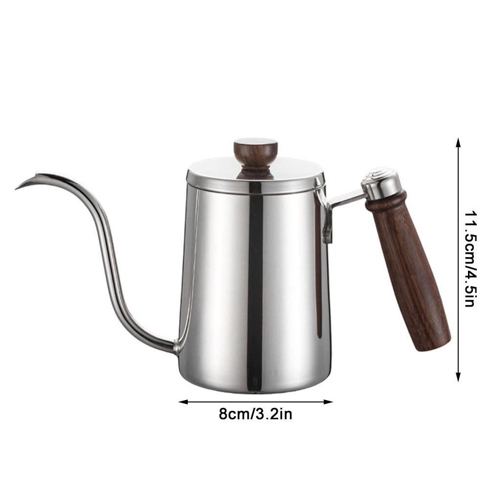 Drip Spout Gooseneck Coffee Kettle Wooden Handle Stainless Steel Teapot Pour Over Kettle Home Use