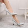 Handmade Women Shoes 2025 Spring Summer Silver High Heels Stiletto Pointed Toe Full Crystal Rhinestones Wedding Bridesmaid Shoes