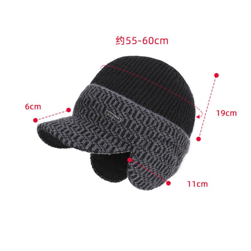 Winter Cold-Proof Warm Knitted Baseball Cap Men Velvet Ear Protecting Cap Outdoor Cycling Wool Cap
