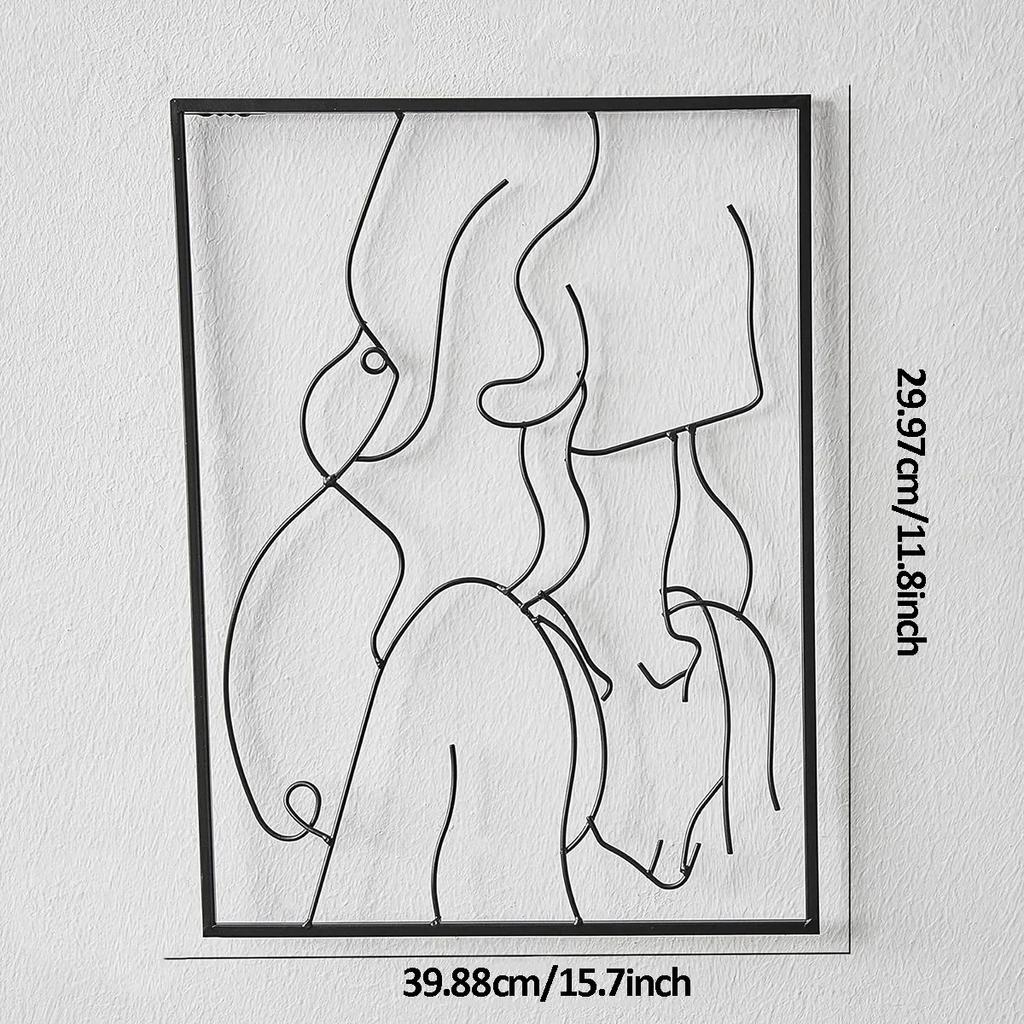 Nowoczesny minimalistyczny wystrój domu: Oszałamiająca abstrakcyjna sztuka ścienna do salonu Abstrakcyjny rysunek linii Metalowa sztuka żelazna