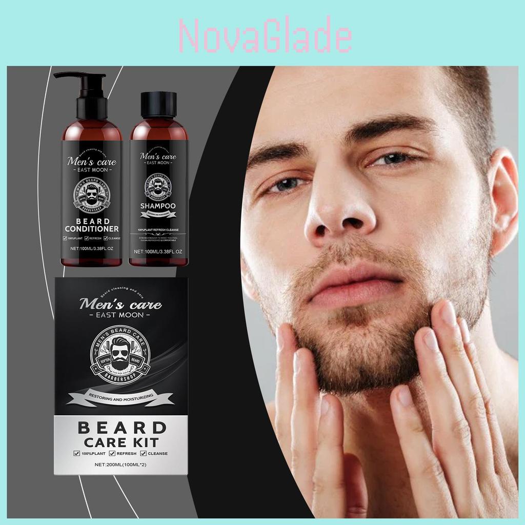 East Moon Gentle Nourishing Beard Care Set With Moisturizing Shampoo And Conditioner