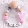 Newest Custom Personalized Name Pacifier Clips Handmade Beech Chains Silicone Beads Holder Soother Baby Teething Toys Chew  Gift