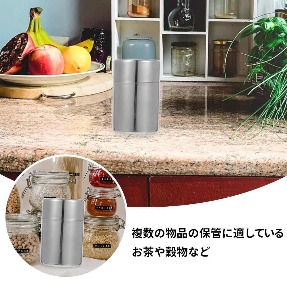 Stainless steel tea canister with airtight seal, blocks light, keeps tea fresh, and is dishwasher safe. A great gift idea.