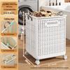 Foldable Laundry Hamper: Large Capacity Floor-Standing Clothes Storage Basket for Bathroom or Household Use.