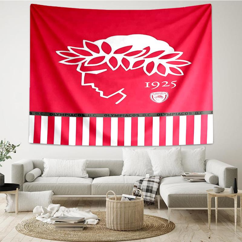 Olympiacos Fc: Red And Black Pride Tapestry Room Decoration Wall Hanging for Living Room Bedroom, Dormitory, Birthday and Christmas Gifts