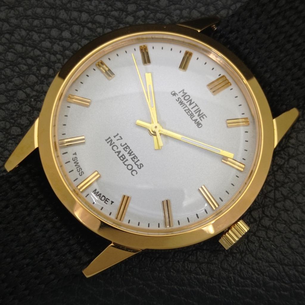 REFURBISHED GENTS MONTINE 17 JEWELS WINDING SWISS GOLD PLATED WATCH A285406-12 Montine-a285406-3