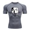 Men's Compression Fitness Sports T-shirt, Anonymous Mask Pri
