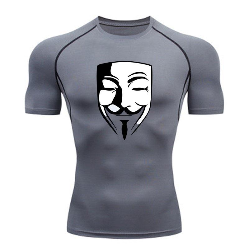 Men's Compression Fitness Sports T-shirt, Anonymous Mask Pri