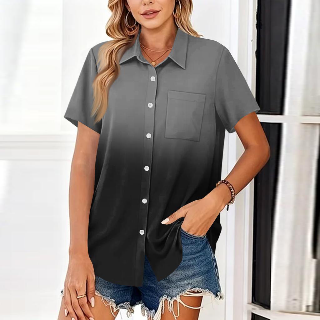 Women Blouses Short Sleeve Button Down Shirts Business Casual Dressy Work Tops Summer Spring Clothes