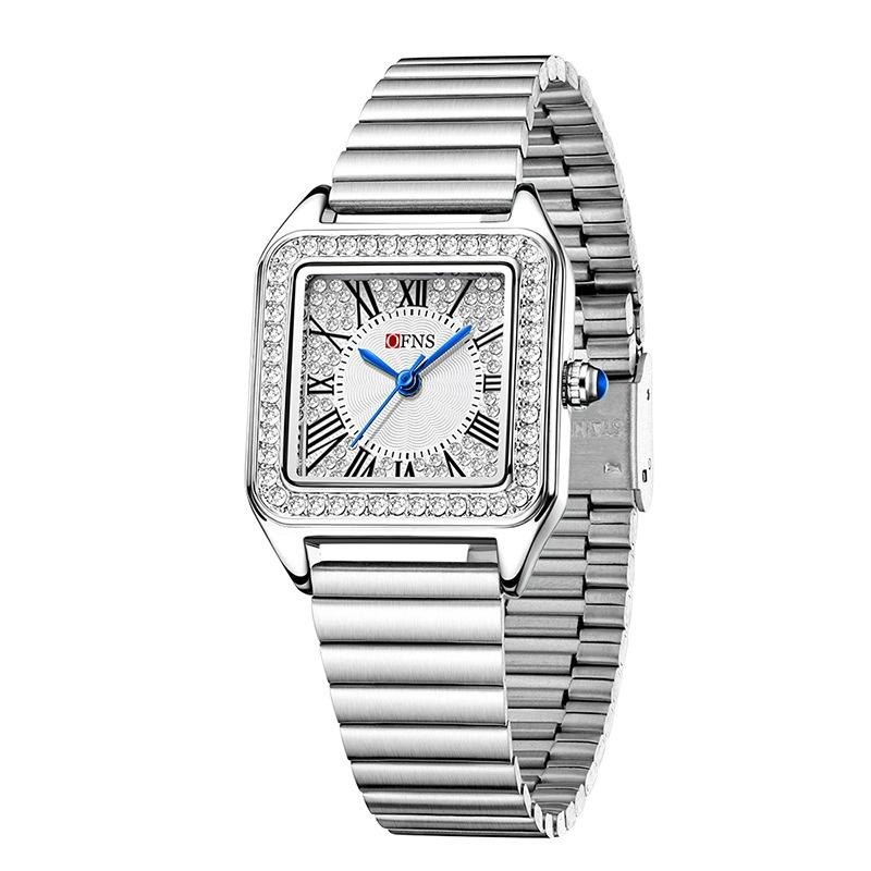 SANDA Fashion Lightweight Women's Quartz Watch Diamond Square Elegant Roman Waterproof Women's Quartz Watch