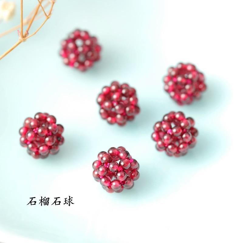 Natural garnet bracelet, multi-circle fashion pomegranate jewelry, garnet grape tourmaline woven exquisite ball