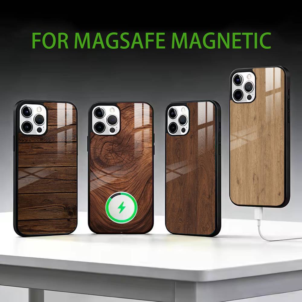 n-Natural Wood Phone Case For iPhone17,16,15,14,13,12,11 Plus,Pro Max Magnetic For Magsafe Wireless Charging