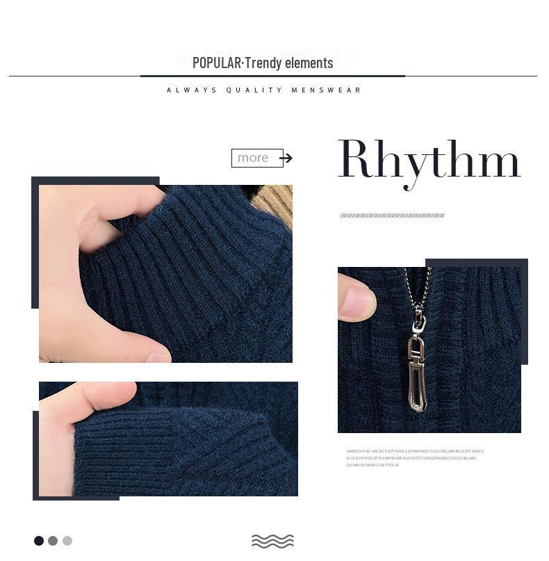 Men's Chunky Knit Half-Zip Stand Collar Sweater