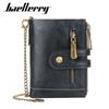 New Men's Short Wallet European American Retro Multi Slot Double Zipper Coin Purse