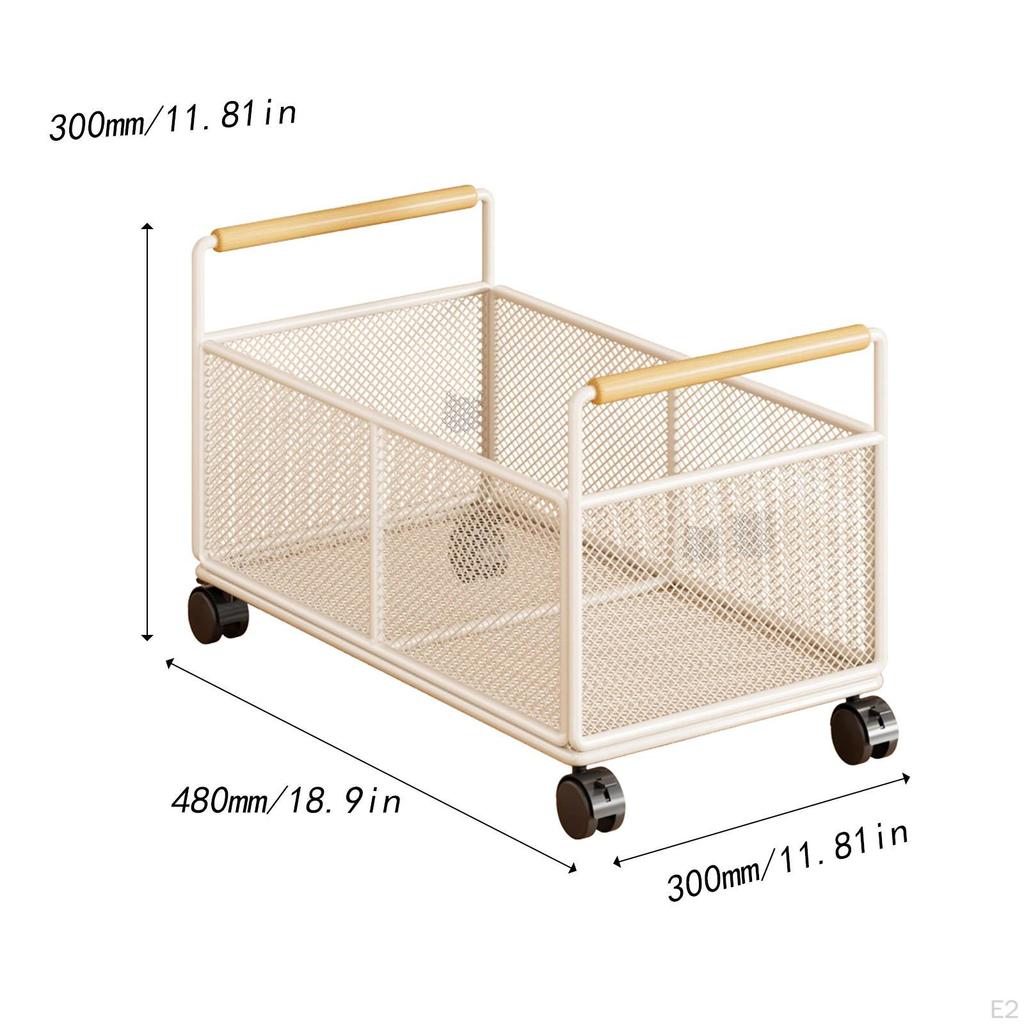 Mesh Rolling File Cart Organizer with Handle Multifunctional Portable Wheels Storage