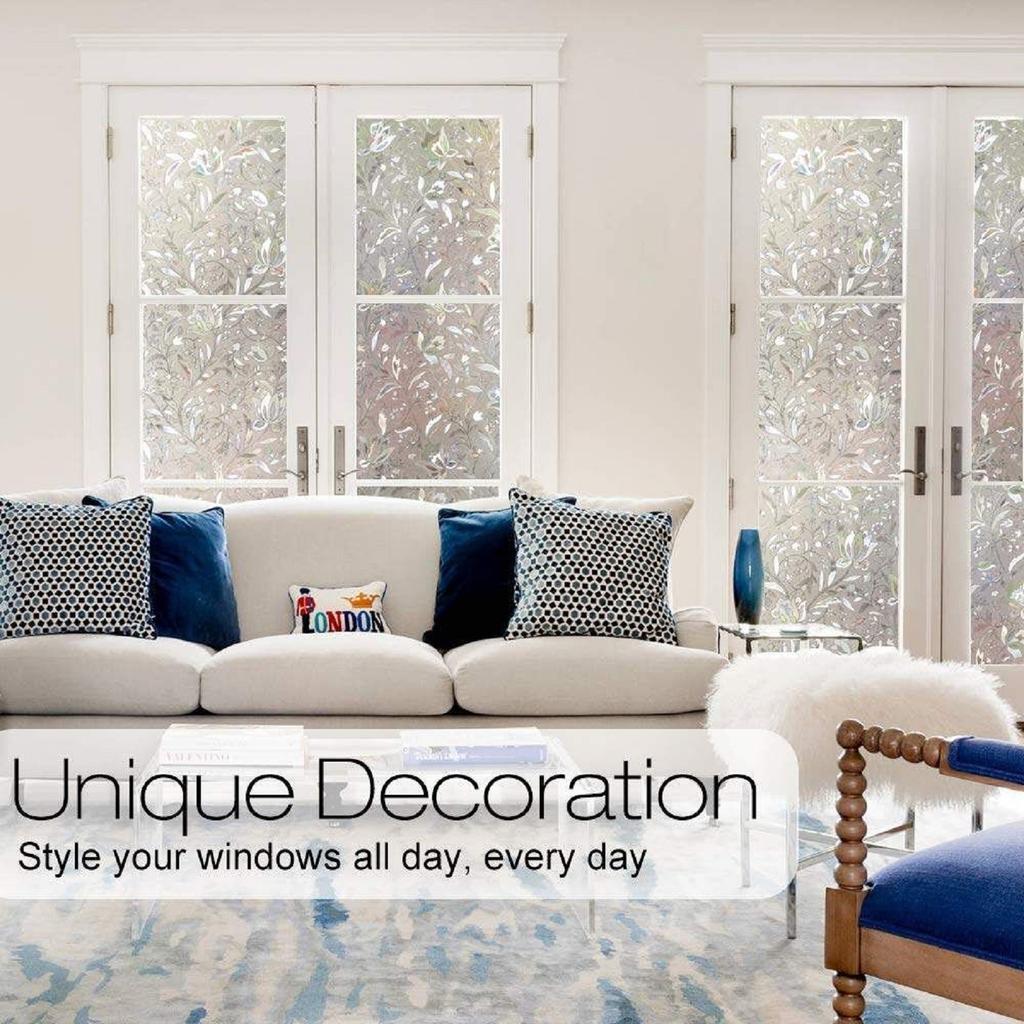 Static Adhesive Free Transparent Opaque Tulips Privacy Film Glass Film