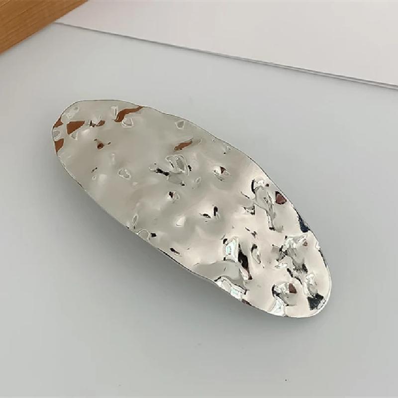 1 Pcs Wind Metal Geometry Square Elliptical Spring Clip Design Feeling Concave And Convex Surface Ladies Hair Accessories
