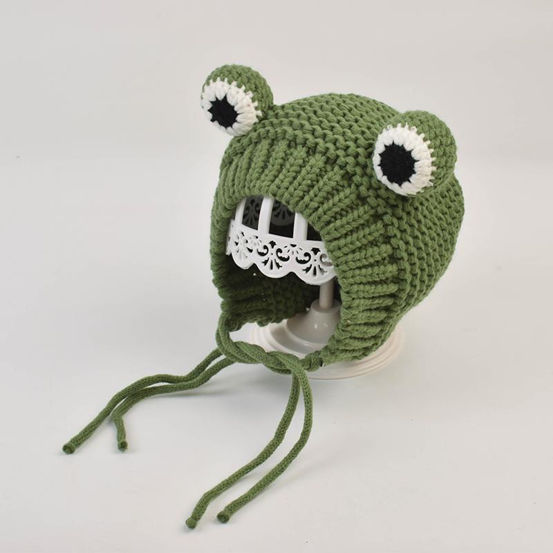 Детская шапка Осень и Зима Младенческая Шерстяная Шапка Лягушка Детская Шапка Милая Супер Милая Плюс Бархатная Теплая Вязаная Шапка