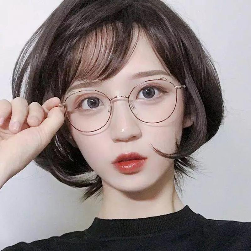 New Fashion Unisex Cat Ear Round Glasses Metal Frame Anti Blue Light Eyeglasses for Men Women