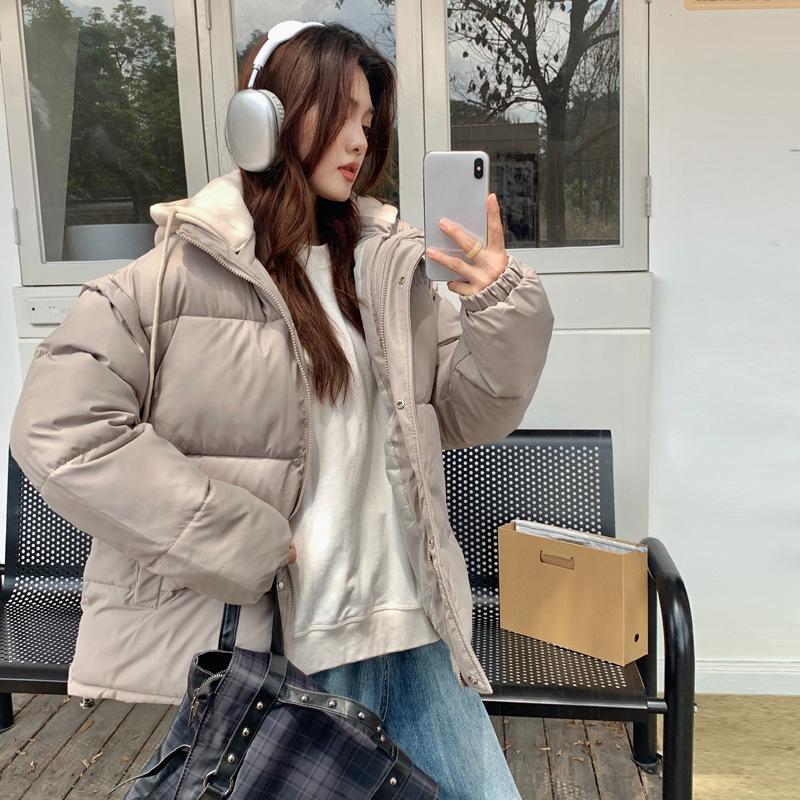 Oversized Parkas for Women Fall Winter  New Sleeves Hat Detachable Solid Coats Casual Zipper Down Solid Chic Jacket
