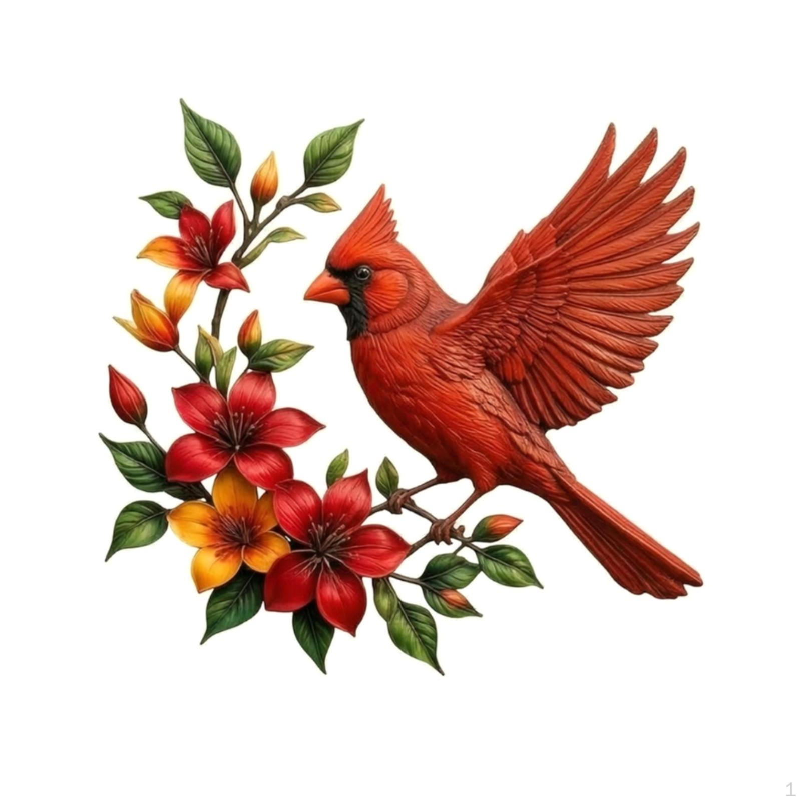 Floral Bird Wall Art Avian Metal Sculpture Layered