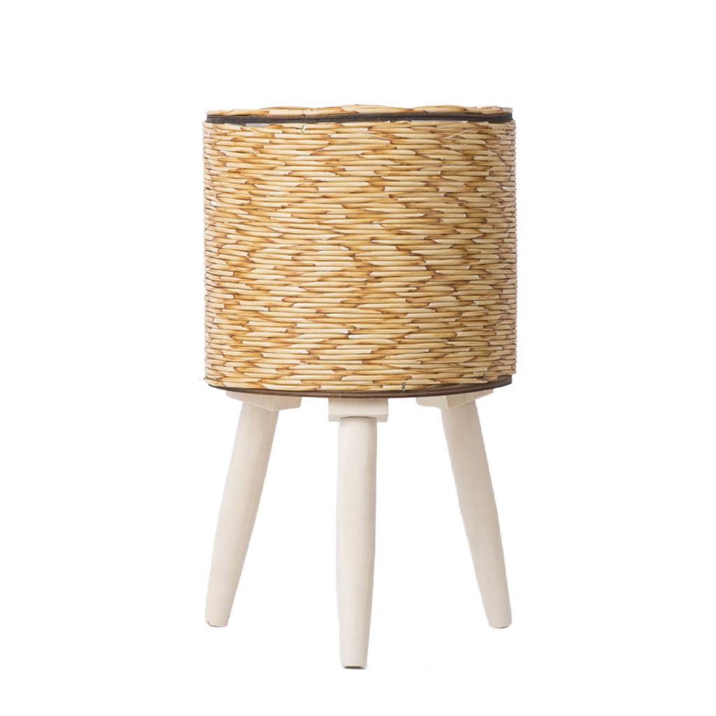 Suporte para plantas de vime tecido à mão, amarelo, material ecológico, resistente e durável, design multicamadas para uso interno e externo