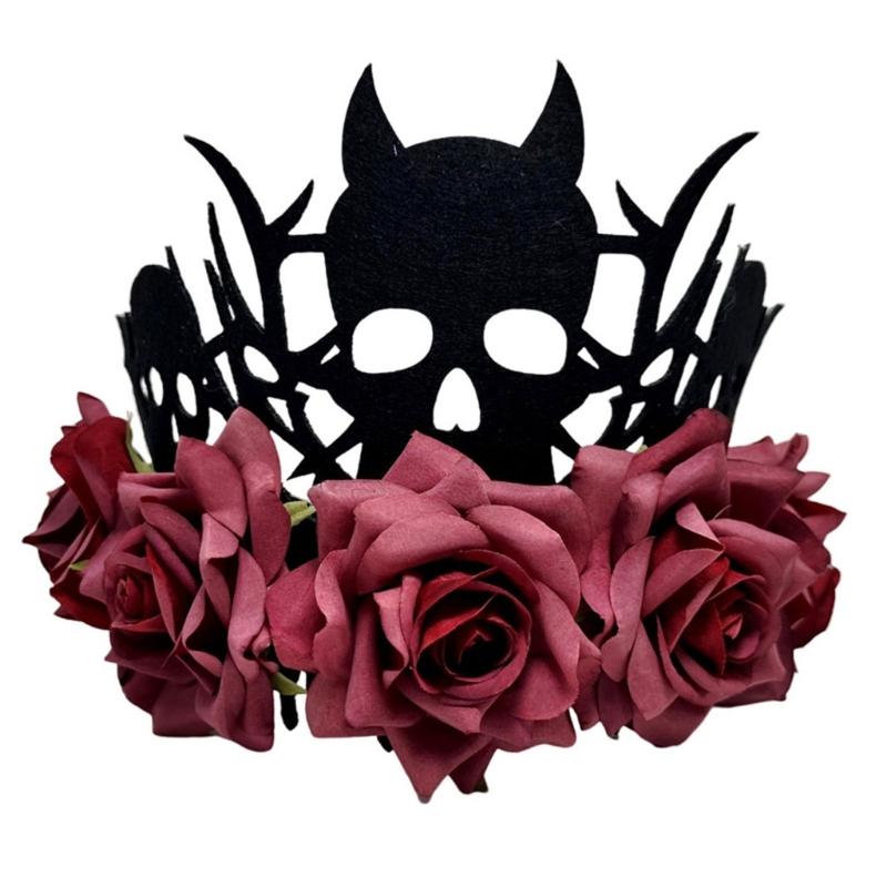 Reusable Rose Flower Witch Crowns Halloween Party Headwear Lightweight Child Costume Decoration