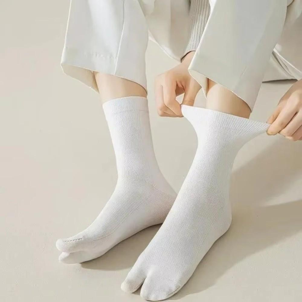 Thin Split Toe Sock Solid Color Mid-Calf Socks Japanese Style Tabi Toe Socks  Girls