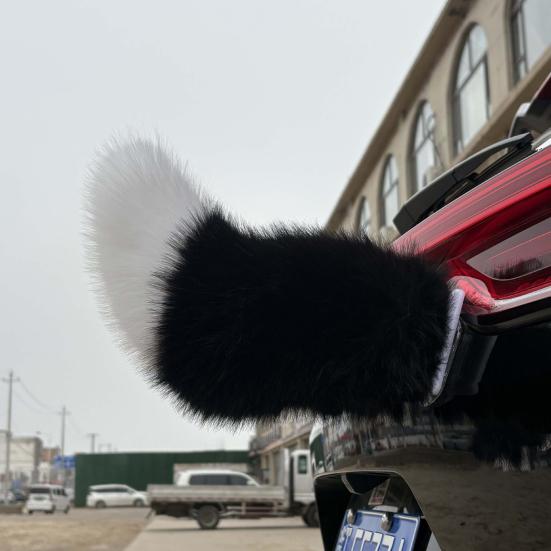 Faux Fur Electric Wagging Tail for Car, Remote Control Moving Tail Decoration, Rechargeable Detachable Auto Accessory for Anime Cosplay
