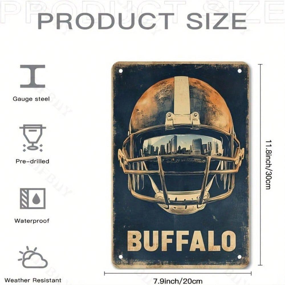 Vintage Buffalo Football Metal Sign 8x12 Inch Aluminum Wall Decor Home Bar Garage