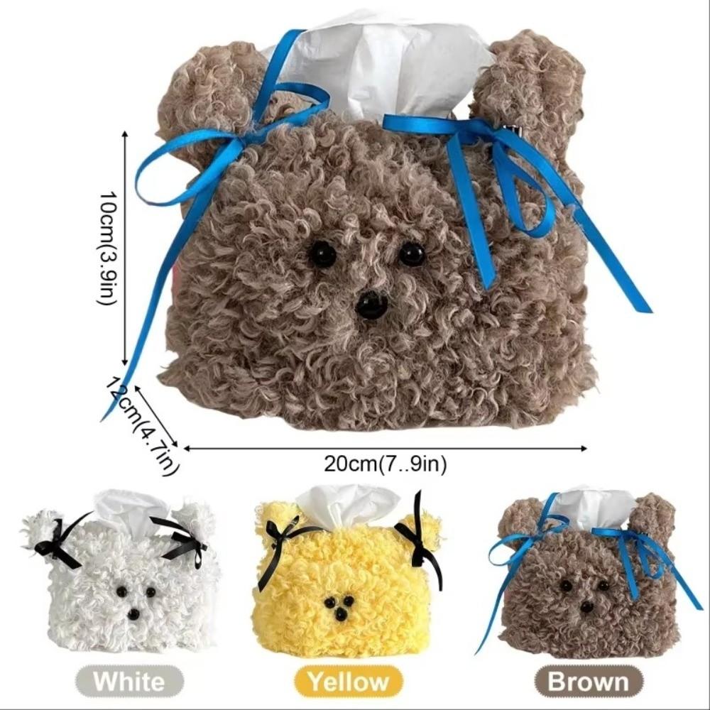 Square Shape Tissue Box Cover Plush Tissue Case Cute Napkin Dispenser Holder Home Decor