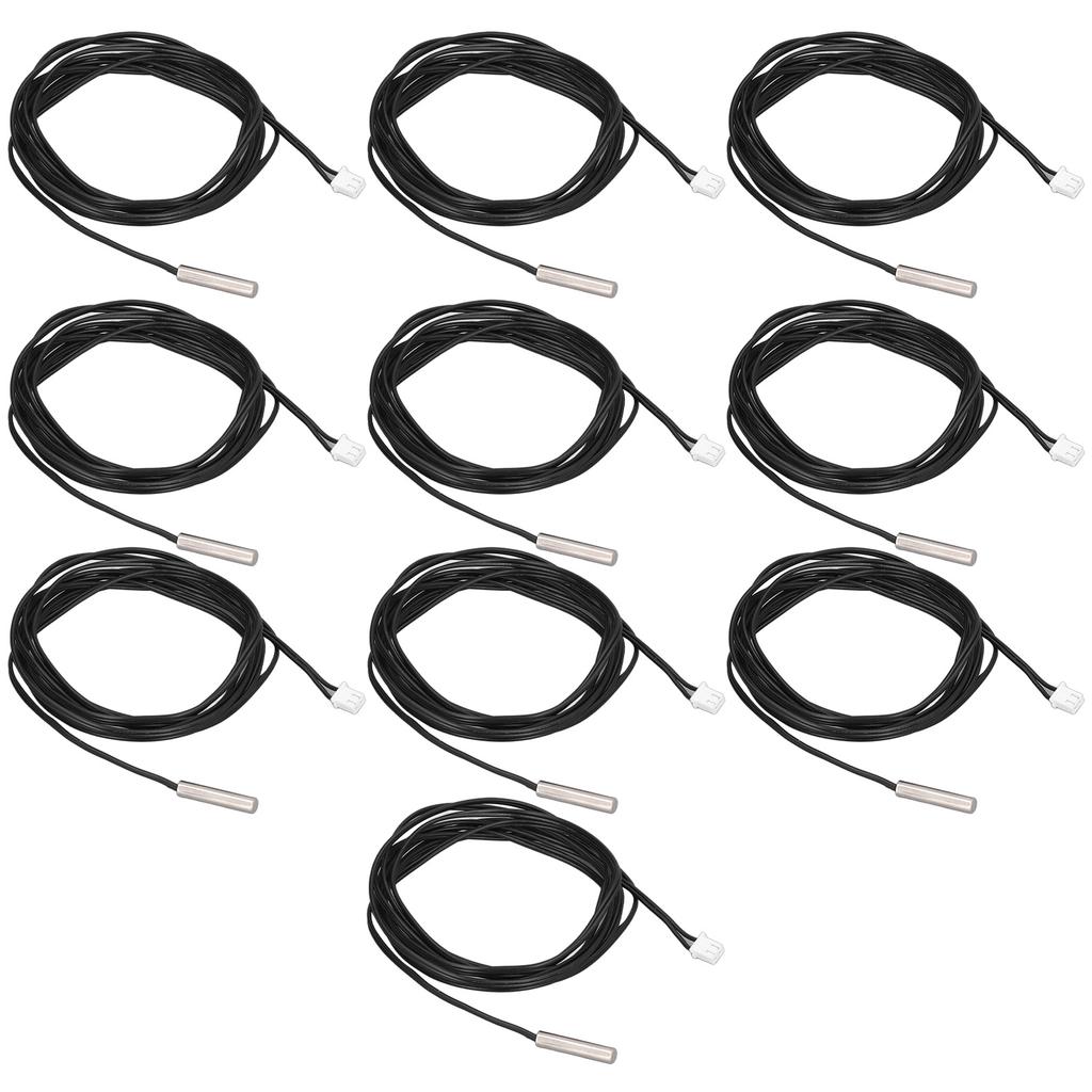 10Pcs Thermistor Sensor NTC Temp Probe 5x25mm Cylindrical Head 2 Meters Cable Length10K B3435